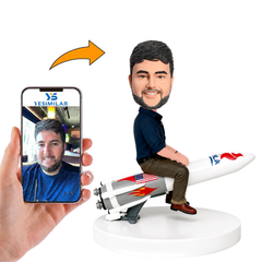 Man Sitting on Rocket Custom Bobbleheads