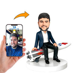 Business Man Sitting on Rocket Custom Bobbleheads