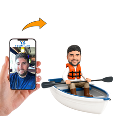 Man Sitting on The Boat Holding Oar Custom Bobbleheads