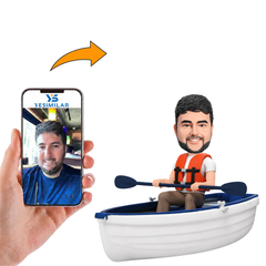 Men Wearing Life Jackets Row Boats Custom Bobbleheads