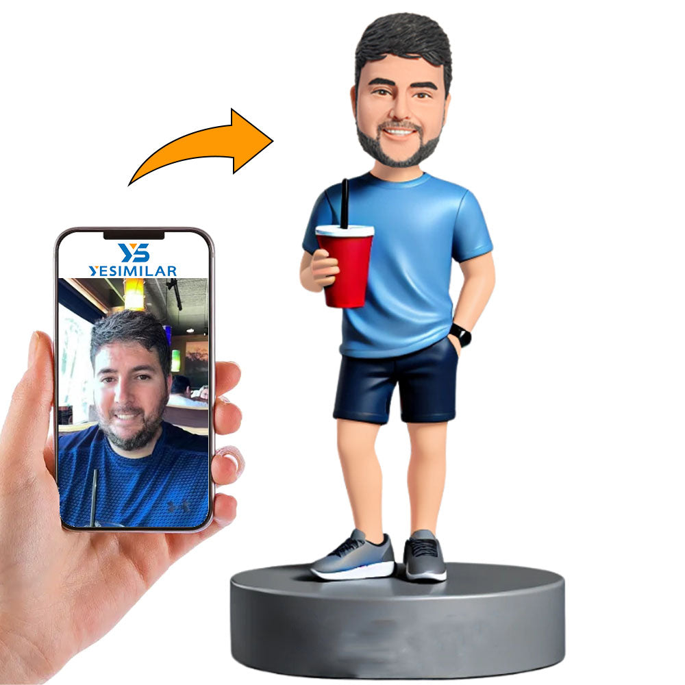 Man Holding Water Cup Custom Bobbleheads