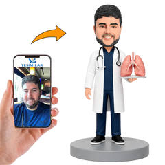Respiratory Department Male Doctor Holding Lung Model Custom Bobbleheads