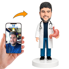 Gastroenterology Doctor Holding Stomach Model Custom Bobbleheads