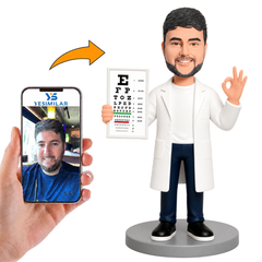 Male Ophthalmology Doctor Holding Eye Chart Custom Bobbleheads