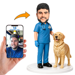 Male Veterinarian Wearing Surgical Scrubs Custom Bobbleheads