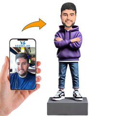 Casual Purple Hoodie Male Custom Bobbleheads