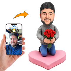 Man Kneeling With Flowers Custom Bobbleheads