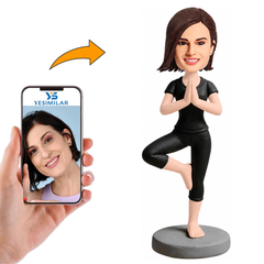 Yoga Woman With Hands Clasped Together Custom Bobbleheads