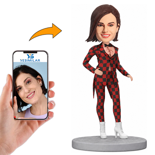 Woman in Plaid Suit Custom Bobbleheads