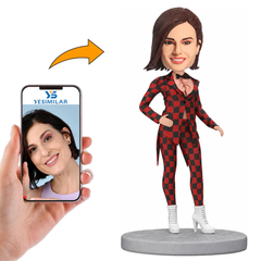 Woman in Plaid Suit Custom Bobbleheads
