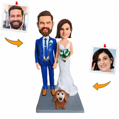 Wedding Couple with Dog Custom Bobblehead