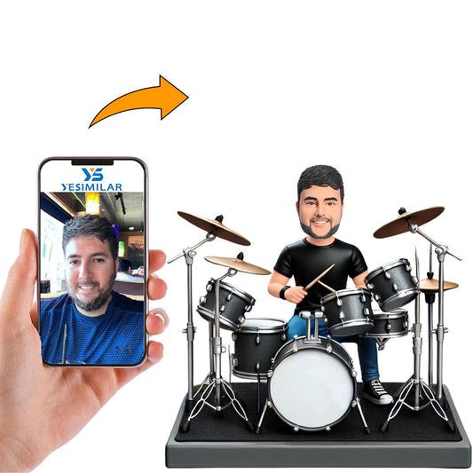 Male Playing Drums Musicians Custom Bobbleheads