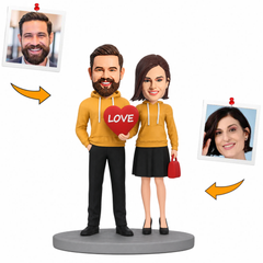 Couple Wearing Yellow Couple Clothes Custom Bobbleheads