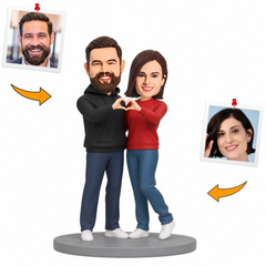 Couple Making Heart Shape Custom Bobbleheads