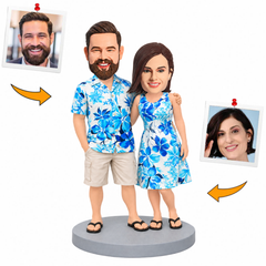 Beach Floral Shirt Couple Custom Bobbleheads