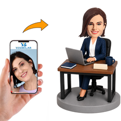 Custom Female Boss Bobblehead - Personalized Executive Gift From Photo