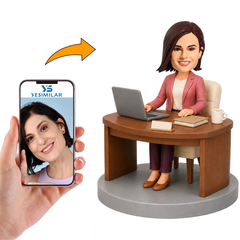 Custom Female Boss Bobblehead - Personalized Elegant Office Gift