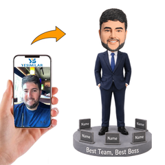 Custom Boss With Office Team Bobblehead - Personalized Team Appreciation Gift