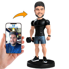 Muscular Man Holding Dumbbells Custom Bobbleheads