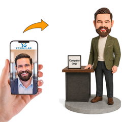 Custom Boss Bobblehead With Company Logo - Personalized Corporate Gift