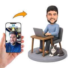 Custom Boss With Cat Bobblehead - Personalized Pet Lover Gift From Photo