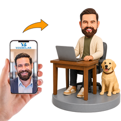 Custom Boss With Dog Bobblehead - Personalized Pet Owner Gift From Photo