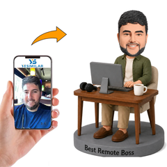 Custom Remote Boss Bobblehead - Personalized Work From Home Gift