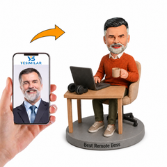Custom Work From Home Boss Bobblehead - Personalized Remote Employee Gift