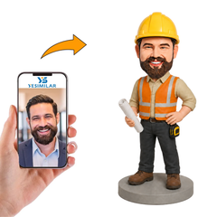Custom Construction Boss Bobblehead - Personalized Builder Gift With Hard Hat