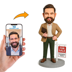 Custom Real Estate Broker Bobblehead - Personalized Realtor Gift From Photo