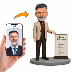 Custom Retirement Boss Bobblehead - Personalized Team Signature Retirement Gift