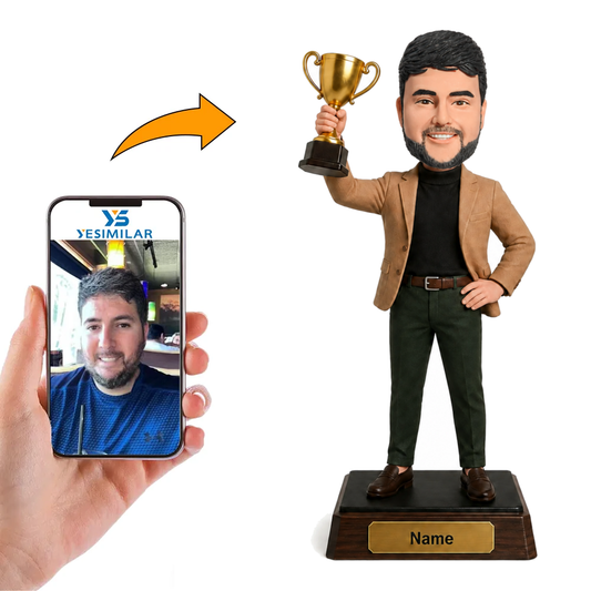 Custom Employee of the Year Bobblehead - Personalized Top Achiever Award Gift