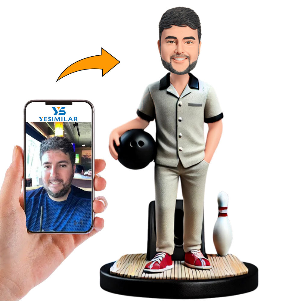 Bowling Player With Bowling Pin Custom Bobbleheads