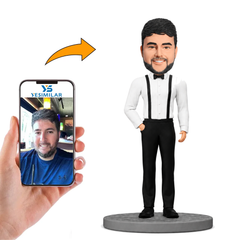 Custom Suspender Groomsmen Bobblehead - Custom Wedding Party Keepsake