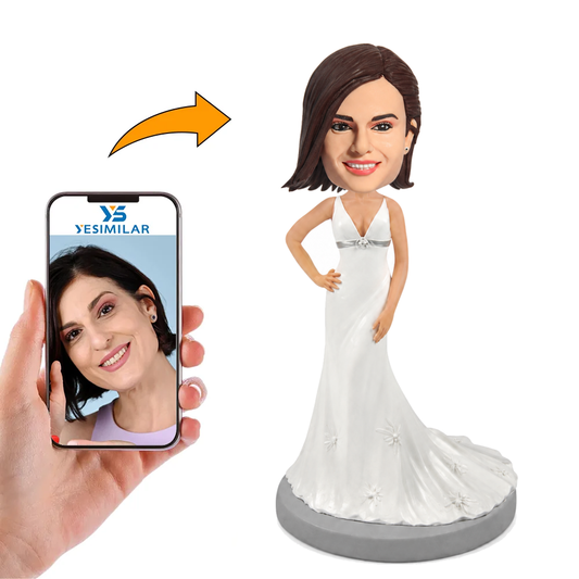 Custom V-Neck Bridesmaid Bobblehead with Hand-on-Hip Pose - Personalized Thank-You Gift for Bridesmaids
