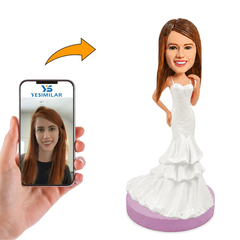 Custom Tiered Skirt Bridesmaid Bobblehead with Hand-on-Hip Pose - Personalized Wedding Gift for Your Bridesmaids