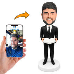 Custom Wedding Host Bobblehead with Book - Unique Wedding Ceremony Gift