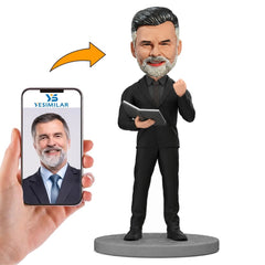 Custom Wedding Host Bobblehead with Ceremony Book - Personalized Wedding Keepsake