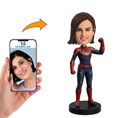 Custom Captain Marvel Hero Fist Pose Bobblehead
