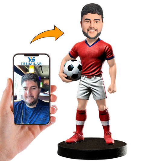 Soccer Player in Red Sportswear Custom Bobbleheads