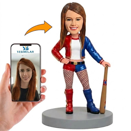 Custom Harley Quinn Baseball Bat Pose Bobblehead