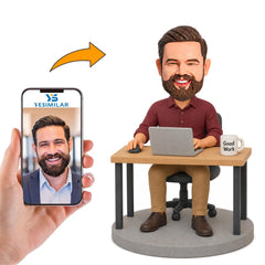 Custom Male Office Desk Laptop Bobblehead