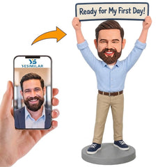 Custom Male Ready for My First Day Sign Bobblehead