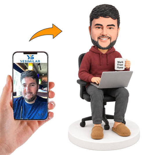 Custom Male Work From Home Laptop Bobblehead