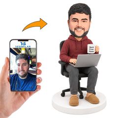 Custom Male Work From Home Laptop Bobblehead