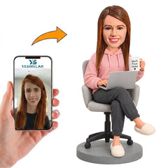 Custom Female Work From Home Laptop Bobblehead