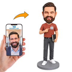 Custom Male Employee Name Badge Bobblehead
