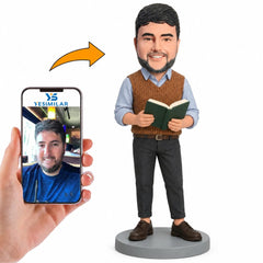 Custom Male Book Reader Bobblehead