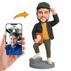 Custom Male Hipster with Book Bobblehead