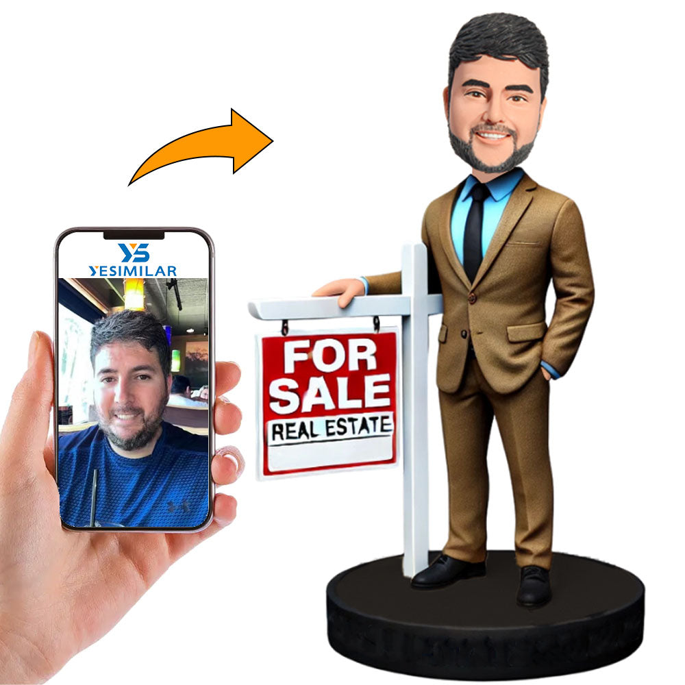 Brown Suit Real Estate Agent Custom Bobbleheads